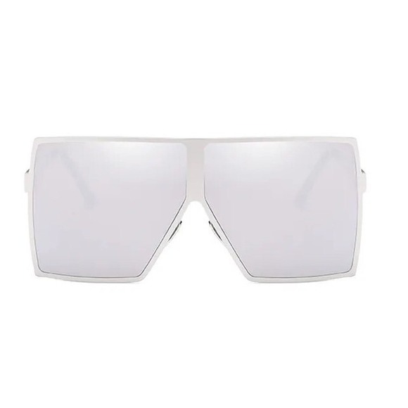 Oversized Square Sunglasses Silver Mirrored Lens Fashion Sun Glasses‎ Huge XXL - Picture 4 of 9
